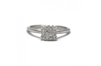 9ct white gold square diamond cluster ring