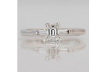 Emerald Cut Solitaire With Diamond Shoulders