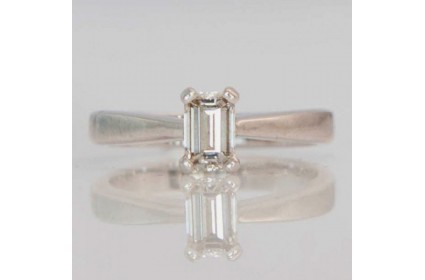 Solitaire Emerald-cut Diamond Ring