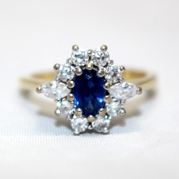 Sapphire and Diamond Cluster Ring - Russell Lane