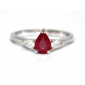 Pear shaped Ruby with Diamonds