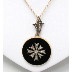Black onex and diamond pendant