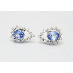 Sapphire and Diamodnd Stud Earrings