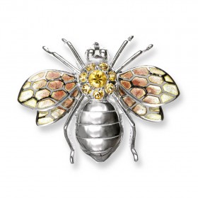 Silver Bee Brooch/ Pendant Enamel and Yellow Sapphires