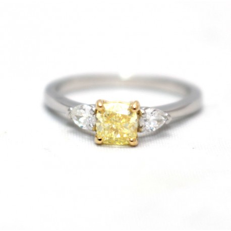 Yellow diamond Three Stone Ring