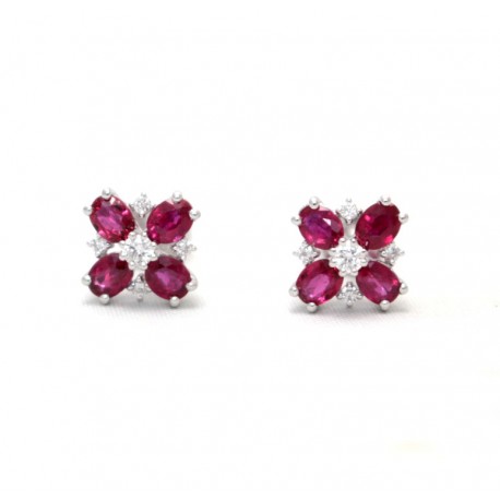 Ruby and diamond Stud Earrings