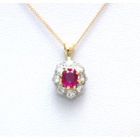 Ruby and diamond Cluster Pendant