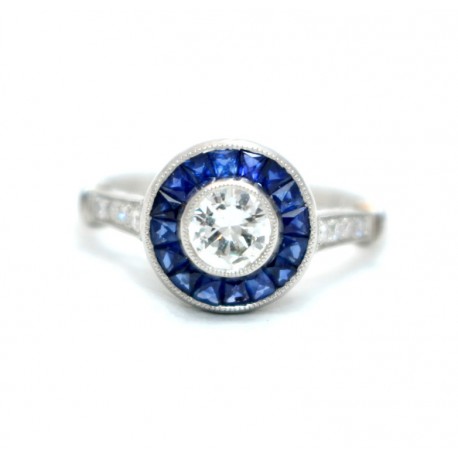 diamond and sapphire target ring