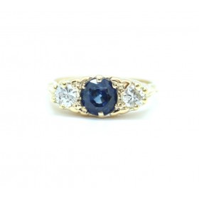 Sapphire and diamond half hoop ring