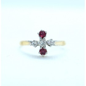 Ruby and Diamond cluster ring