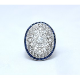 Sapphire and diamond Art Deco style ring