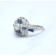 Art Deco style Sapphire and Diamond Cluster Ring