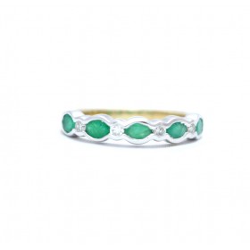 Emerald and diamond half eternity ring