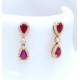 Ruby and diamond cluster drop earrings
