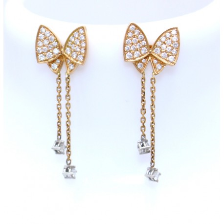 Diamond bow drop earrings