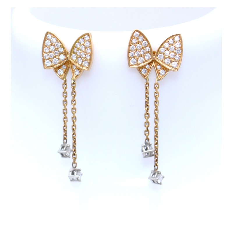 diamond set bow earrings 18ct rose gold