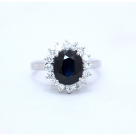 Sapphire and diamond cluster ring