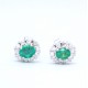 Emerald and diamond cluster earrings