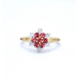 Garnet and diamond cluster ring