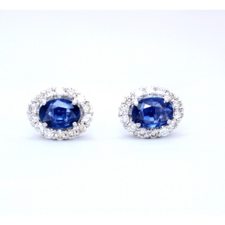 Sapphire and diamond cluster earrings