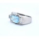 Art Deco Aquamarine and diamond cluster ring