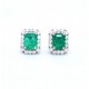 Large emerald and diamond cluster earrings