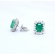 Large emerald and diamond cluster earrings