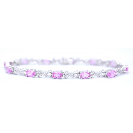 Pink sapphire and diamond bracelet