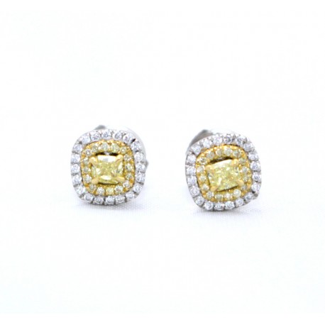 Yellow diamond cluster earrings