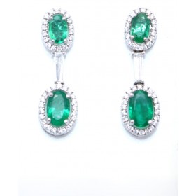 Emerald and diamond drop earrings