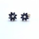 Flower shaped sapphire and diamond earrings