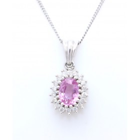 Pink sapphire and diamond pendant