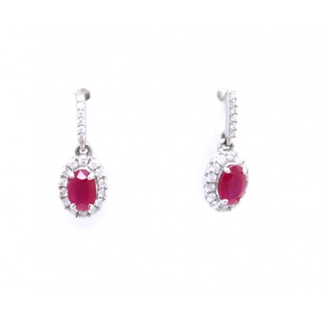 Ruby and diamond drop earrings