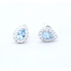 Aquamarine and diamond cluster earrings