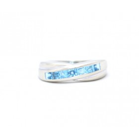 Blue topaz half eternity ring