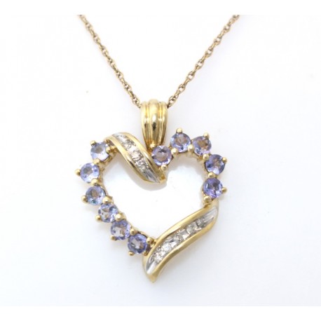 Tanzanite and diamond heart shaped pendant