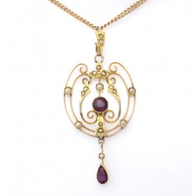 Amethyst and peridot Victorian pendant