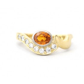 Orange sapphire and diamond ring