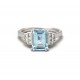 Aquamarine and diamond platinum ring