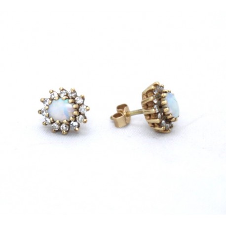Opal and diamond cluster earrings