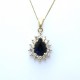 Sapphire and diamond cluster pendant