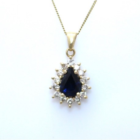 Sapphire and diamond cluster pendant