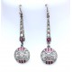 Ruby and diamond cluster drop earrings