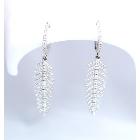 Leaf shaped diamond drop earrings