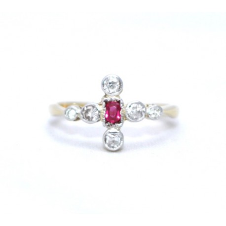 Ruby and diamond cluster ring