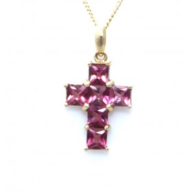 Pink topaz cross pendant