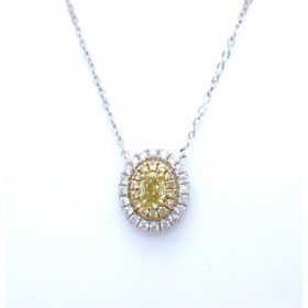 Yellow diamond cluster pendant with chain