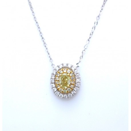 Yellow diamond cluster pendant with chain