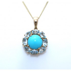Turquoise and aquamarine pendant