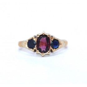 Victorian Garnet and sapphire ring